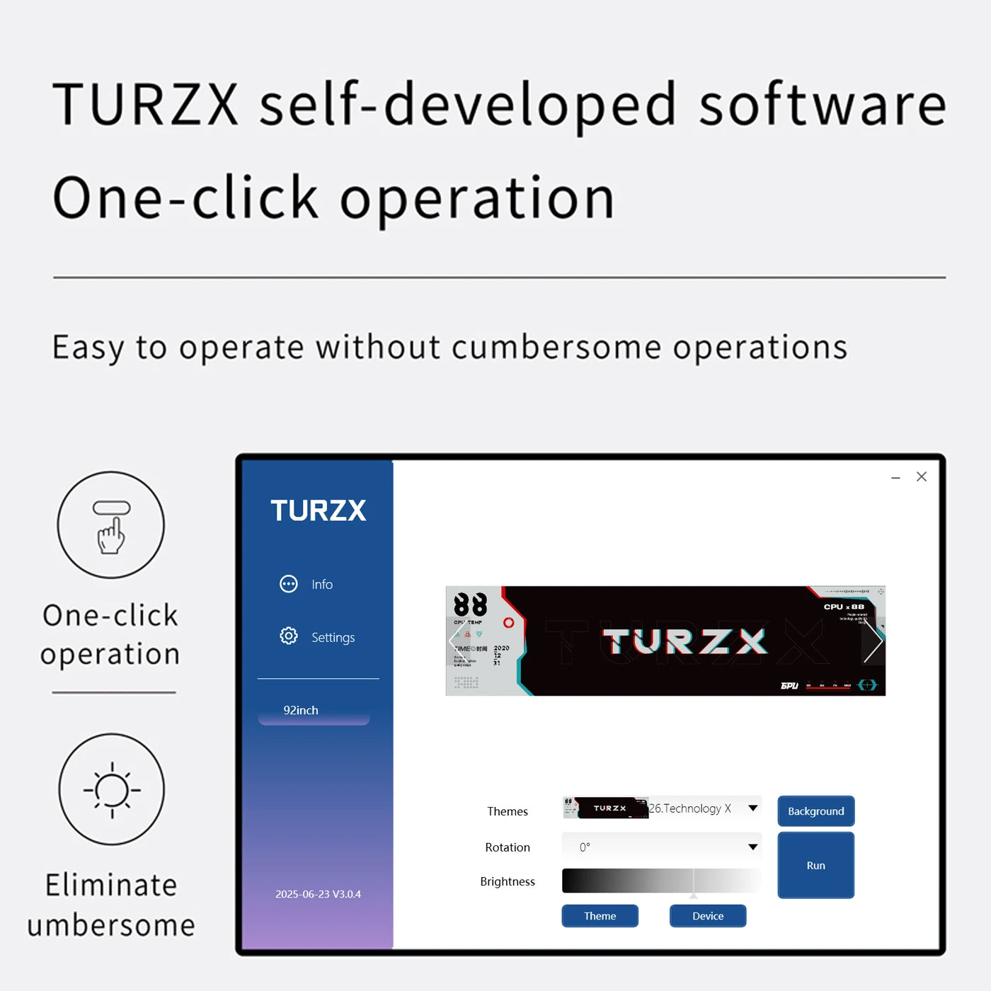 TURZX 9.2 Inch USB Secondary Screen &ndash; High Resolution 1920x462 Display