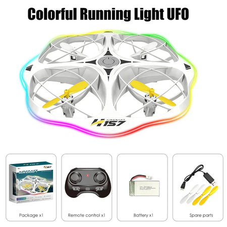 Mini RC UFO Drone With LED Light &ndash; Gesture Sensing White single 1B