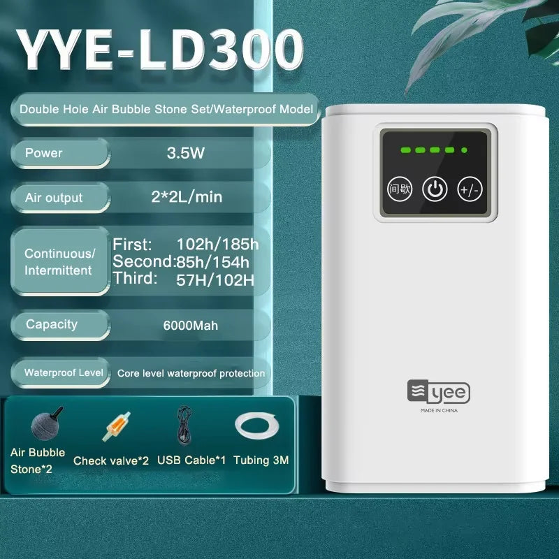 Choice Aquarium Oxygen Pump &ndash; Portable Quiet USB Battery YYE-LD300 Stone