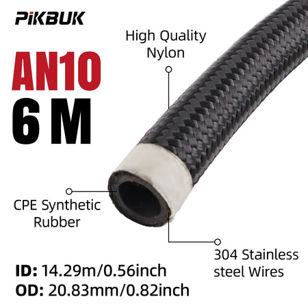 Stainless Braided Fuel Hose With AN4 AN6 AN8 Fittings For 1M To 6M by InterCyprus Trading Ltd