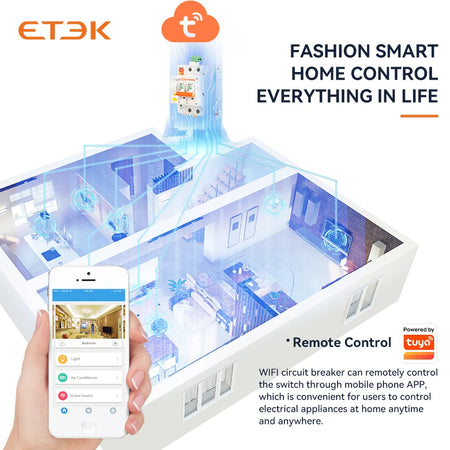 ETEK EKR3 WiFi Smart Circuit Breaker with Timed Control and Short Circuit Protection