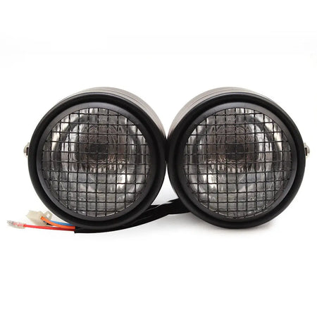 Motorcycle Twin Headlight Grill &ndash; Dual Lamp Streetfighter Design