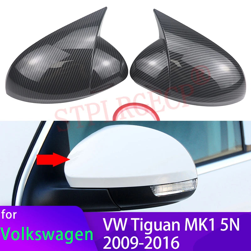 Ogļu raksta sānu spoguļa vāciņi Volkswagen VW Tiguan MK1 5N 2009-2016