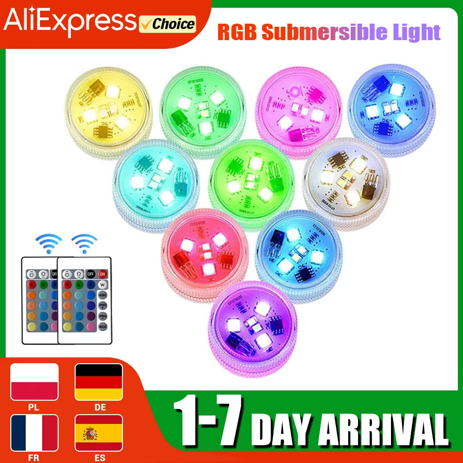 Remote Control CoSubmersible 3 LED Underwater Light &ndash; RGB