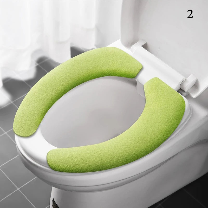 2Pc Set Reusable Toilet Seat Cover &ndash; Warm Flannel Pad green