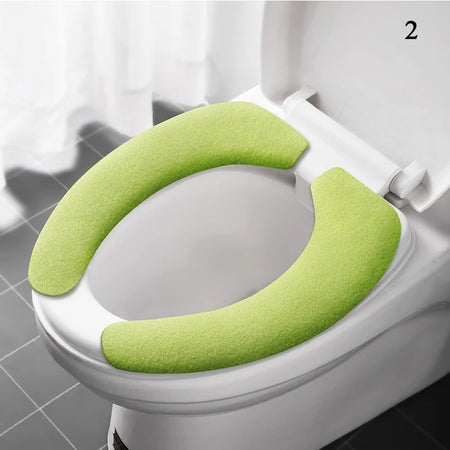 2Pc Set Reusable Toilet Seat Cover &ndash; Warm Flannel Pad green