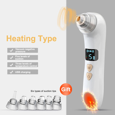 Visual Blackhead Remover Facial Deep Clean Machine | Heated Electric Extractor White (Regular)