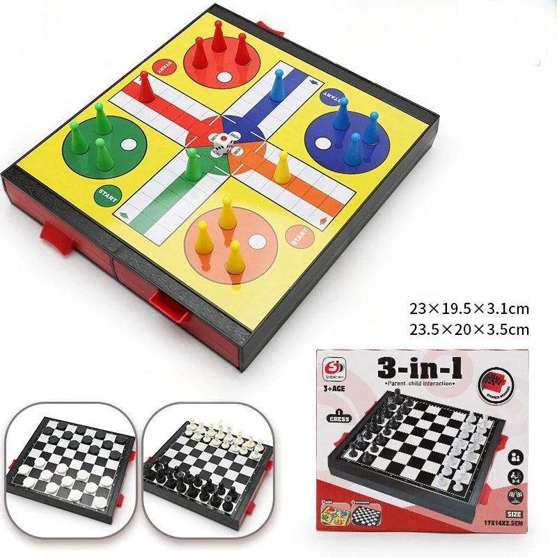 Magnetic 9-In-1 Board Game Table &ndash; Family Fun For All Medium 3-in-1 board