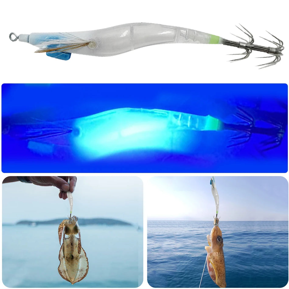 Leuchtender Oktopus-Kuttenfisch-Angelhaken mit fluoreszierendem Tintenfisch-Jig-Haken
