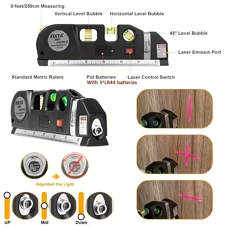 Multipurpose Laser Level Kit with 8FT Measuring Tape and Rulers