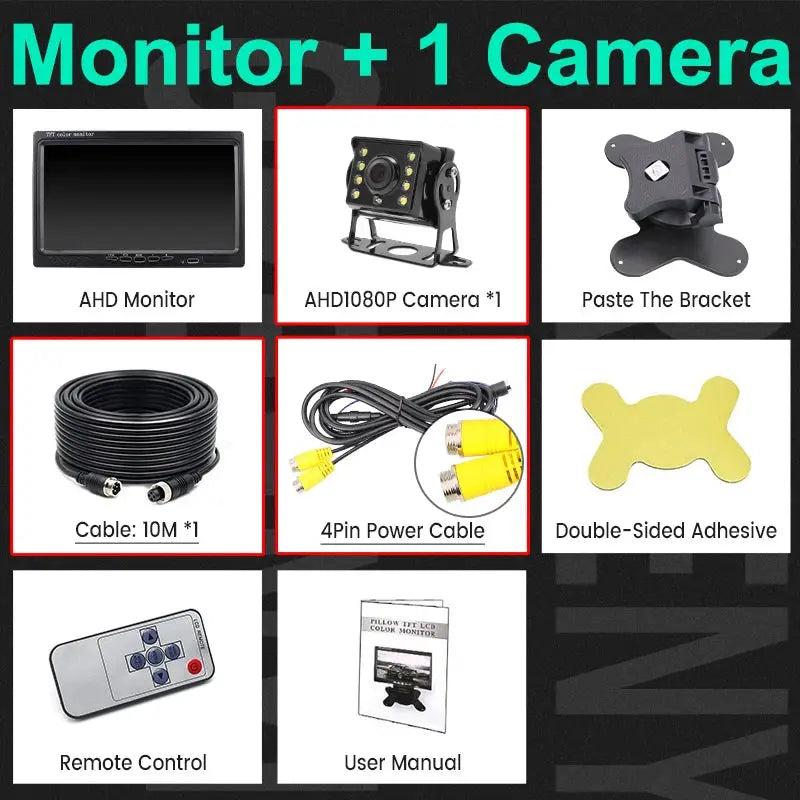 GreenYi 1080P 7" IPS Screen AHD Car CCTV Monitor With 2 Starlight Night Vision Reverse Backup Rear View AHD Camera by InterCyprus Trading Ltd