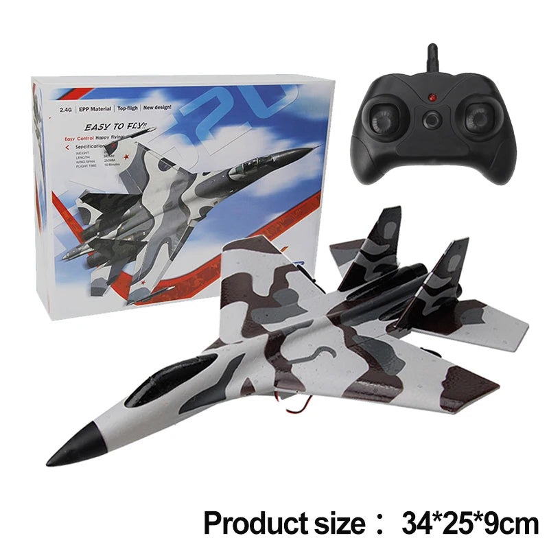 SU-35 Remote Control Glider - 2.4G Foam Fighter Plane for Beginners and Kids RX620 Camouflage