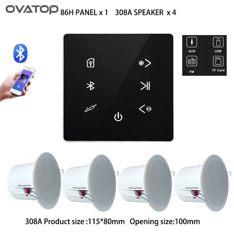 YINLEENCL Mini Touch Smart Bluetooth Wall Amplifier with Remote Control