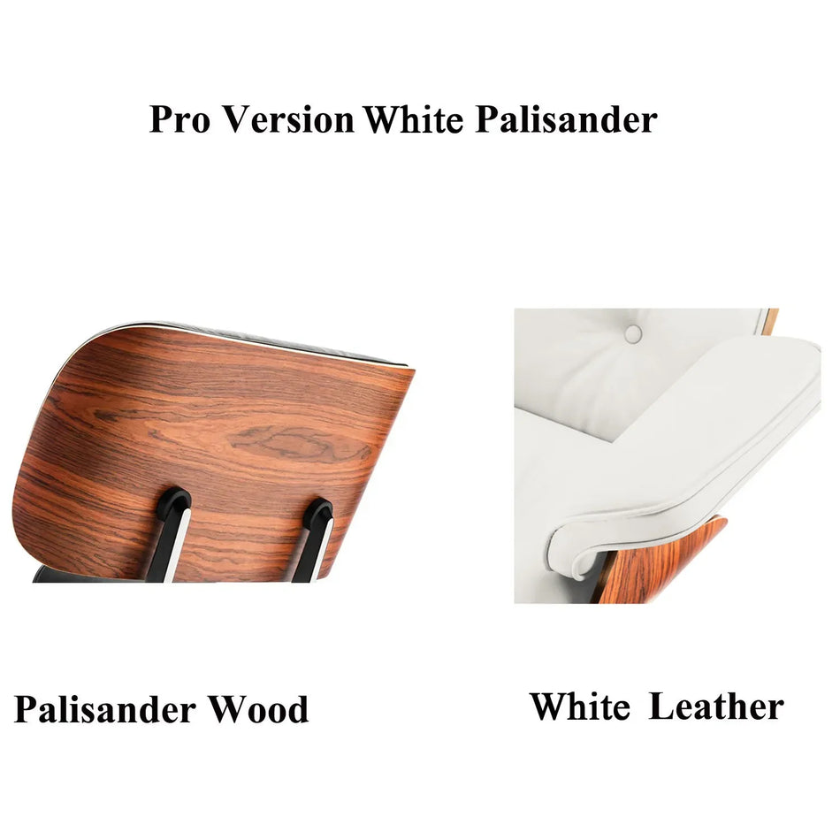 Replica Læder Lounge Stol Høj Med Sort Valnød Ottoman