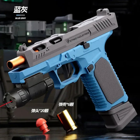 Continuous Shooting M9A3 Airsoft Pistol Shell Eject Empty Hanging Launcher Toy Gun Christmas Gift For Boys Adults Sig17 blue  laser