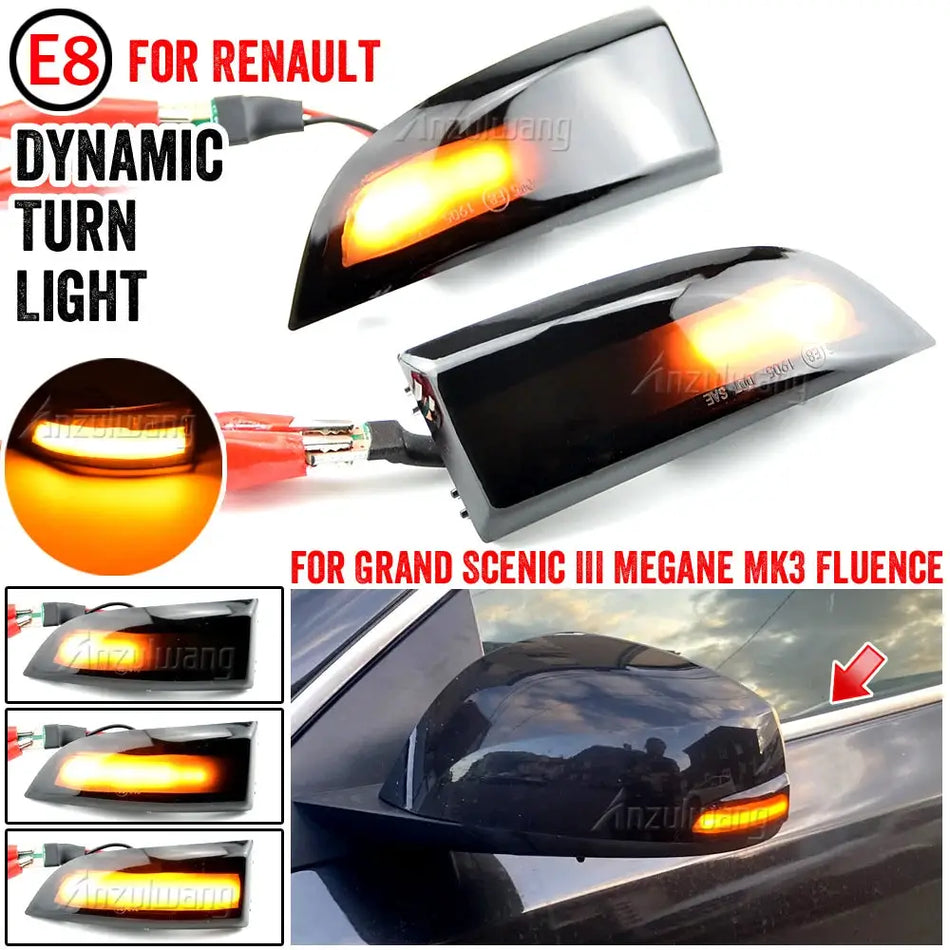 LED Sequential Turn Signal Lights with Smoke Lens for Renault Megane MK3 Scenic Fluence Laguna III by InterCyprus Trading Ltd