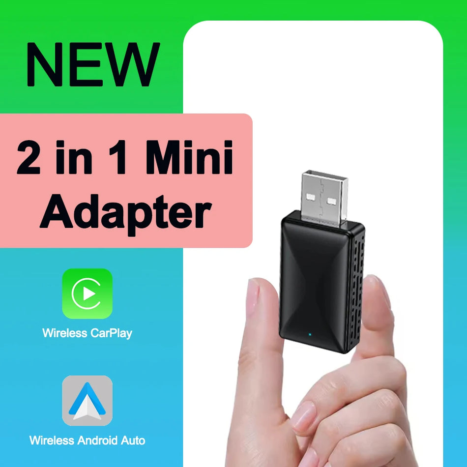 Adapter 5GHz WiFi 2w1 do CarPlay i Android Auto z przewodem do bezprzewodowego połączenia