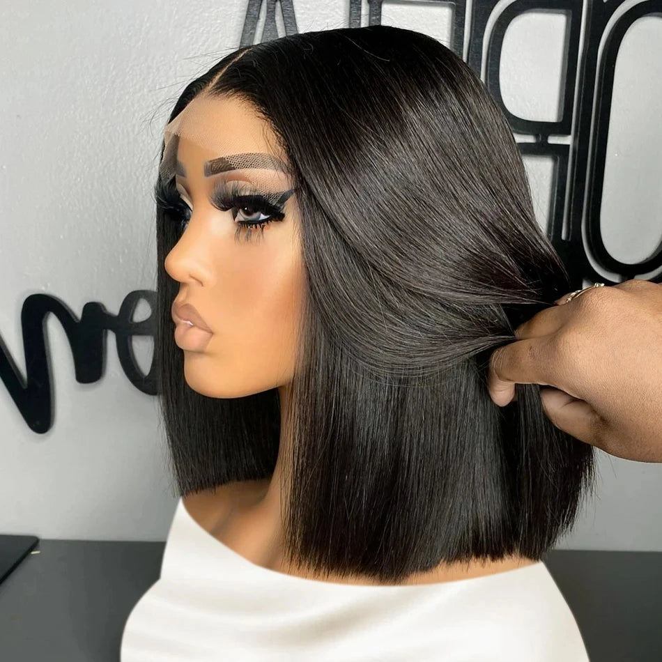 14 Inch 13x4 Straight Lace Frontal Bob Wig - Pre Plucked Brazilian Remy Hair 12INCHES / 13x4 Lace Wig / 200 Density