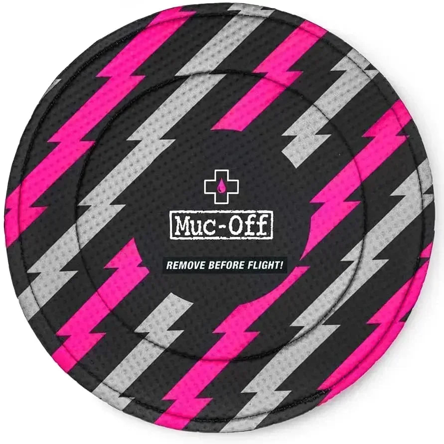 Disc Brake Covers Set of 2 &ndash; Washable Protective Overspray Shield for Bicycle Disc Brakes Pink and Black