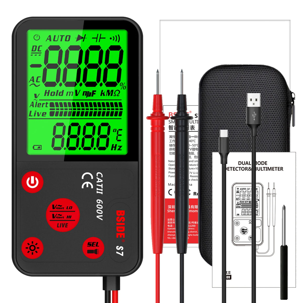 BSIDE ADMS9LN Voltage Tester &ndash; 3.5 Inch Large LCD Display ADMS7withBAG / CHINA