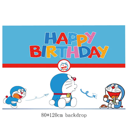 Doraemon Birthday Party Decoration Set with Banner, Cake Topper &amp; Balloons 1set F / Other / CHINA