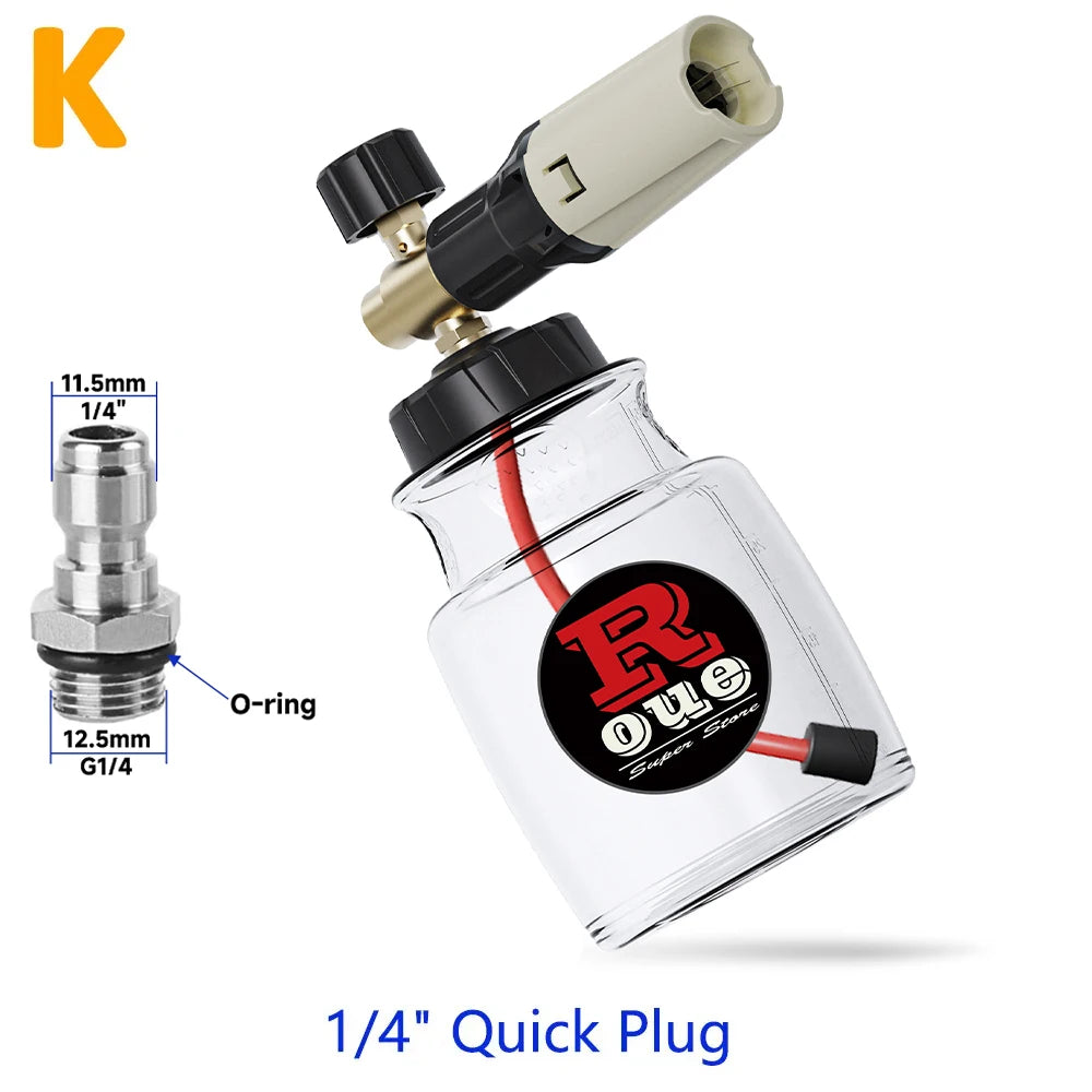 High-Pressure Foam Cannon Soap Generator for Karcher, Nilfisk, Parkside &amp; More For 1-4 Quick Plug