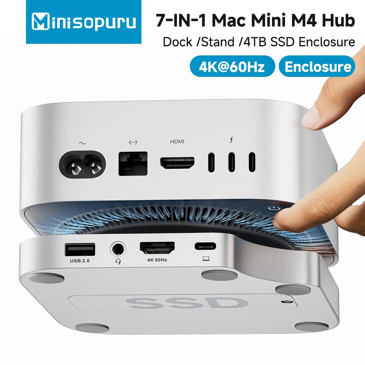 Minisopuru Mac Mini M4 Dock With 4K HDMI NVMe SSD Enclosure