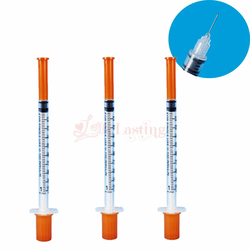 Pack of 50 1 mL Syringes, 30G 13mm (8mm) Farm Animal Lab Supplies for Tattoo