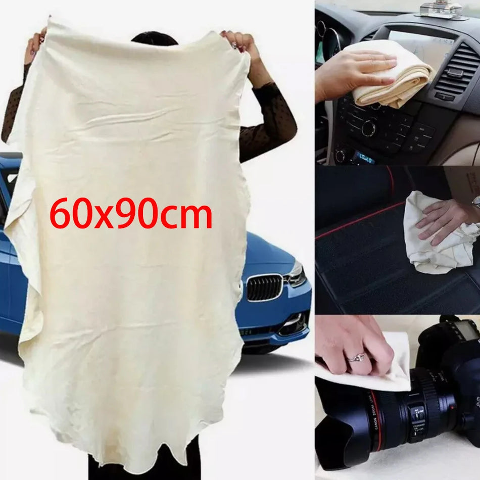 Automobilių valymo chamois odos šluostė 60x90cm, itin didelė, labai sugerianti
