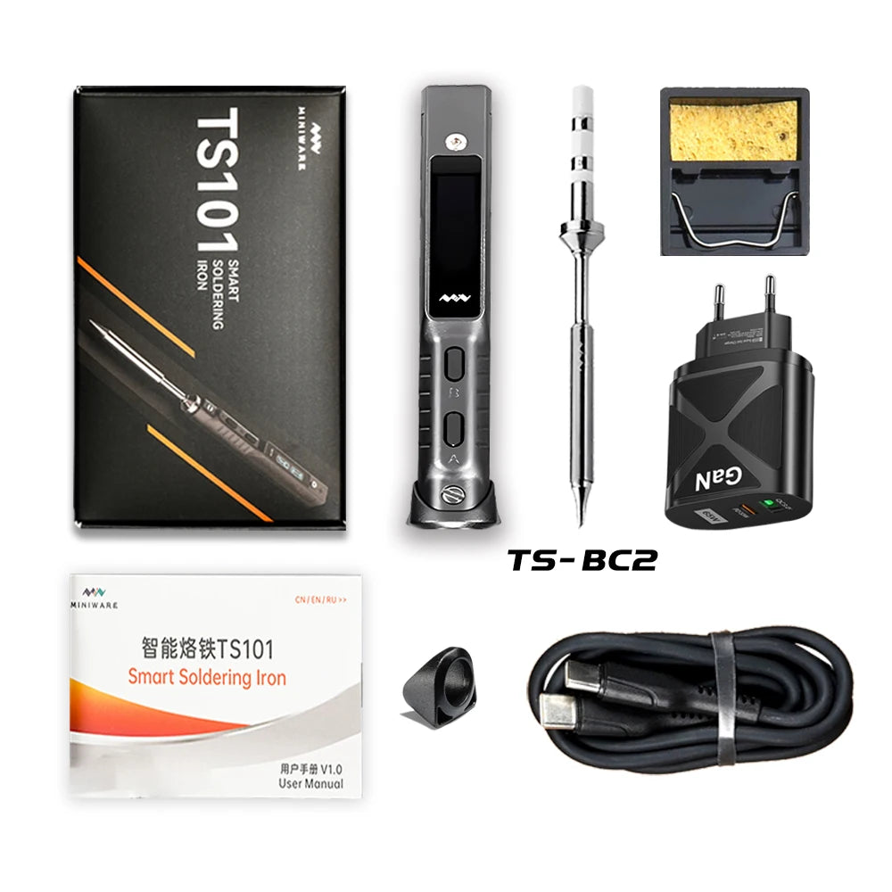 Mini Original TS101 Soldering Iron &ndash; Adjustable Temperature TS-BC2 Set / EU Plug