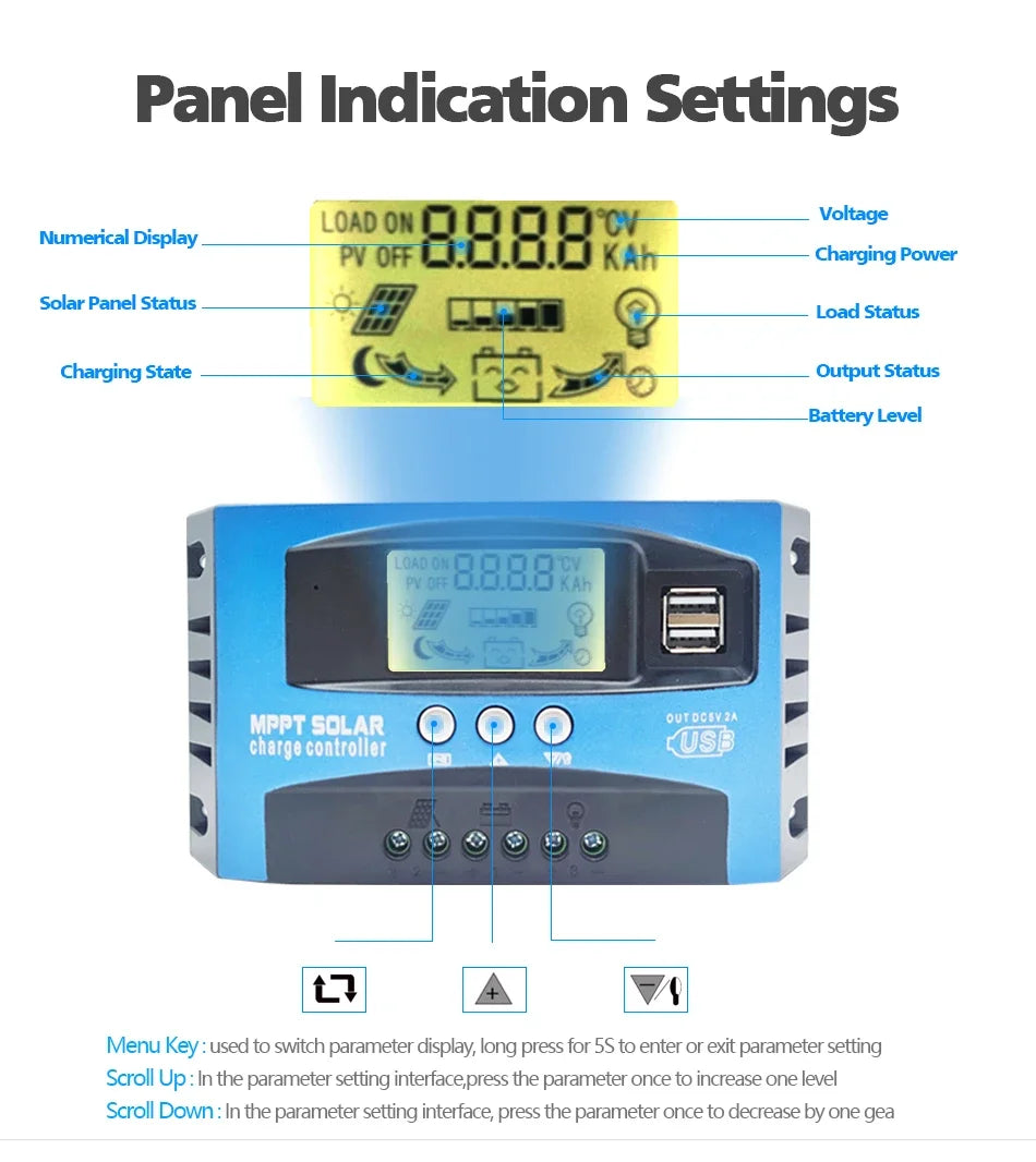 Protable Solar Charge Controller MPPT &ndash; Dual USB LCD Display