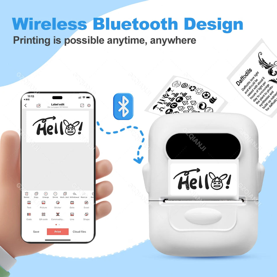 Bluetooth termalni tiskalnik nalepk za domačo uporabo, prenosni tiskalnik nalepk