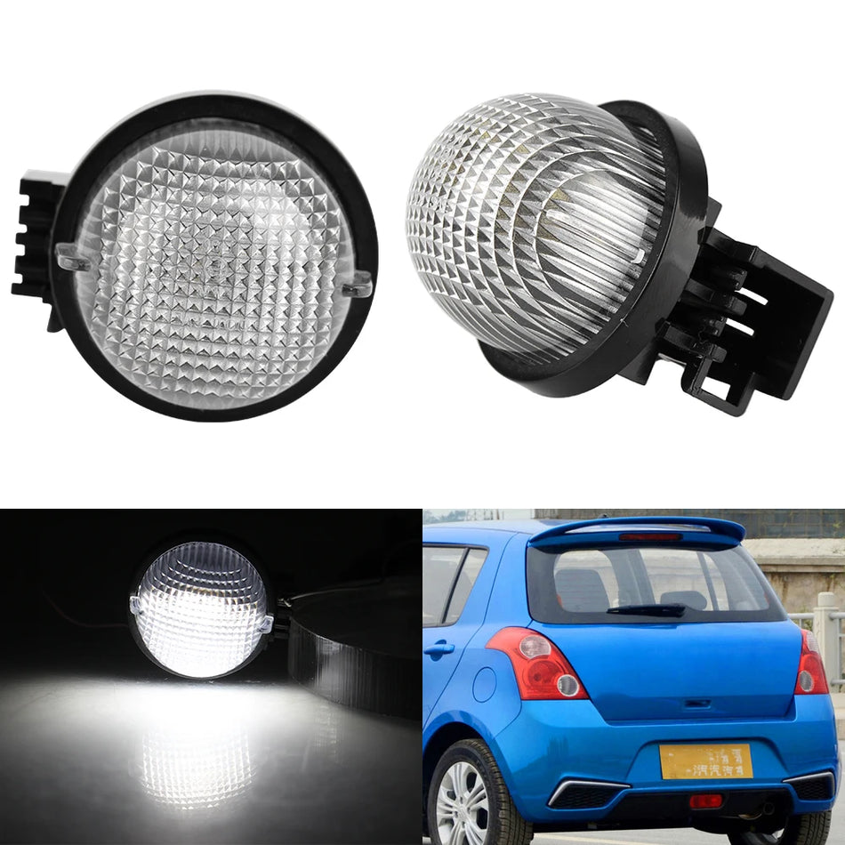 Rear License Plate Lights for Suzuki Swift, 12V White LED Lamps, 3W, 9 LEDs, 5700K