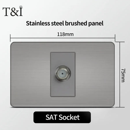 118 Grey Tuya Wifi Wall Socket &ndash; USB Type-C Brushed Finish SAT Socket / Grey