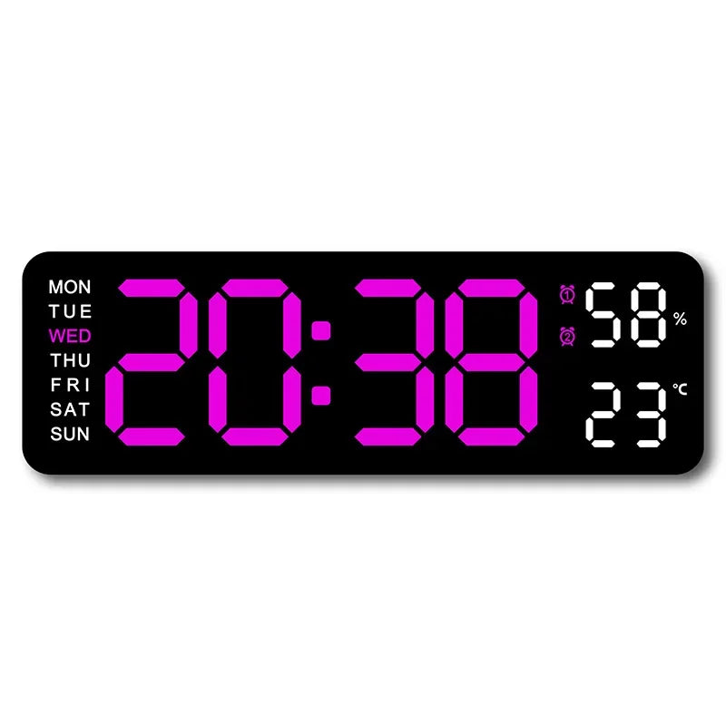 WOKLOK 9 Inch Large Digital Wall Clock &ndash; USB Powered with Temperature and Humidity Display BRR / 9 inch