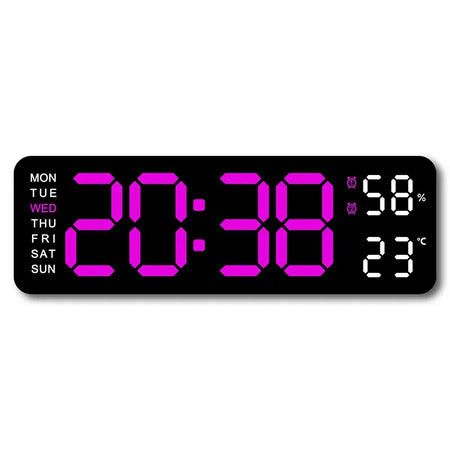 WOKLOK 9 Inch Large Digital Wall Clock &ndash; USB Powered with Temperature and Humidity Display BRR / 9 inch