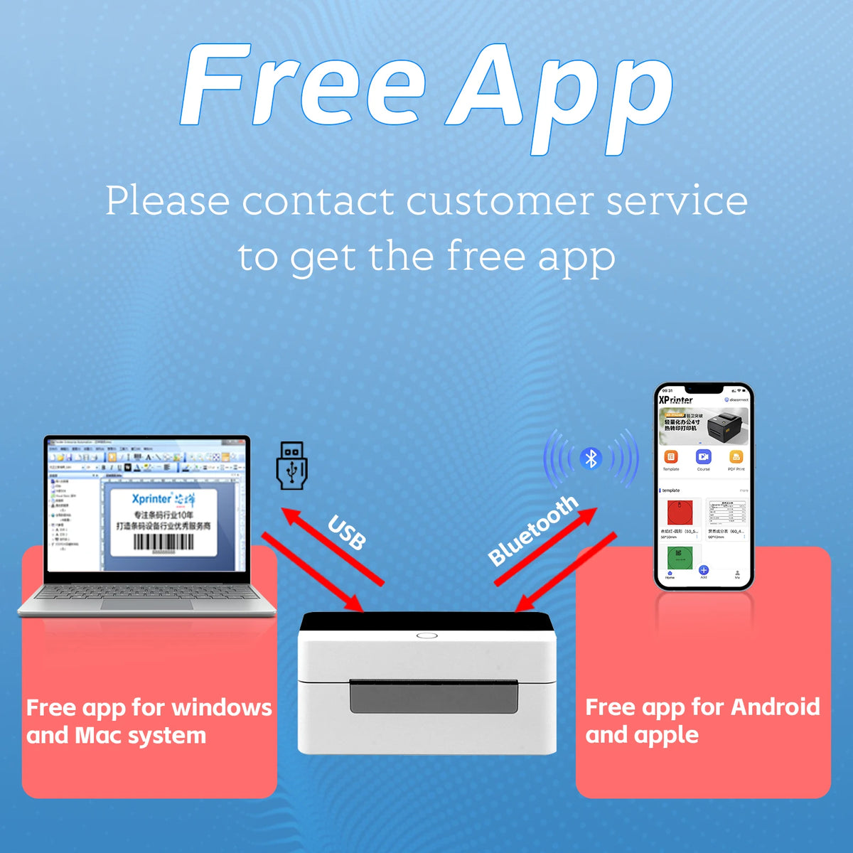 HZTZ 80mm Thermal Label Printer &ndash; USB Bluetooth Printing