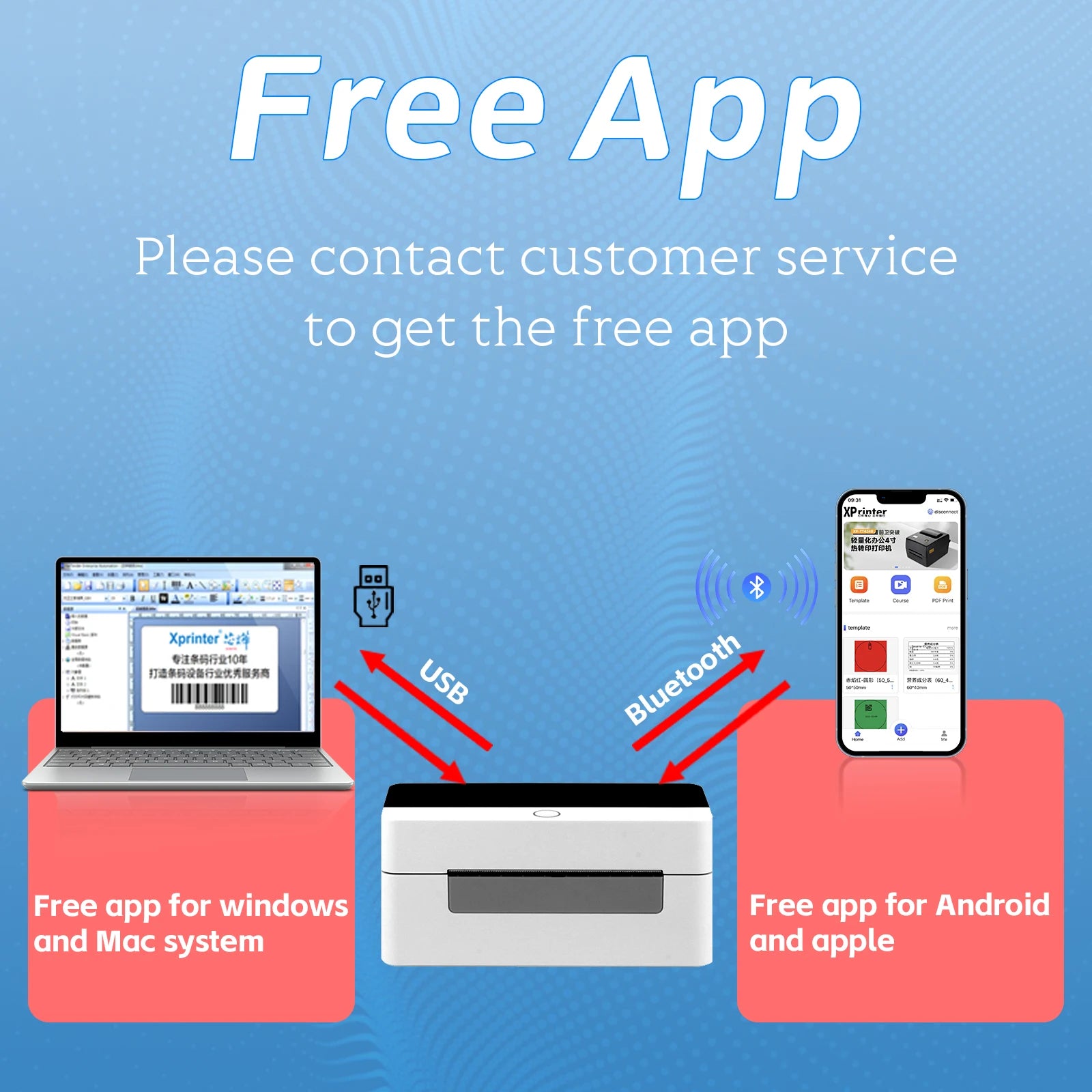 HZTZ 80mm Thermal Label Printer &ndash; USB Bluetooth Printing