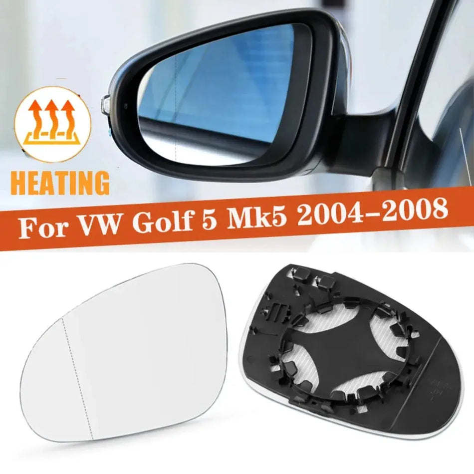 Side View Mirror Glass Heated With ABS For VW Golf Mk5 Jetta Passat B6