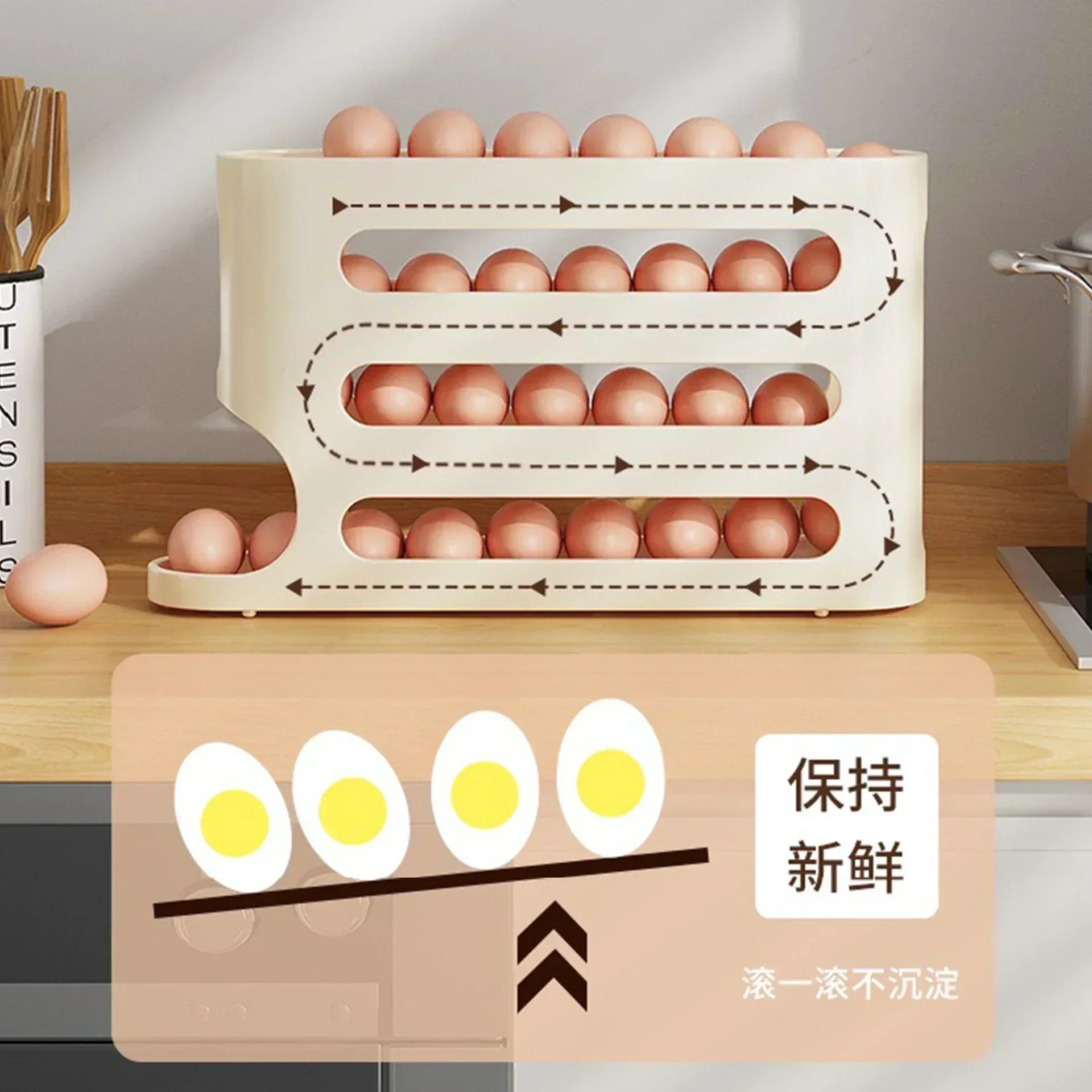 Automatic Egg Rolling Storage Box &ndash; Multi-Layer Organiser for Fridge