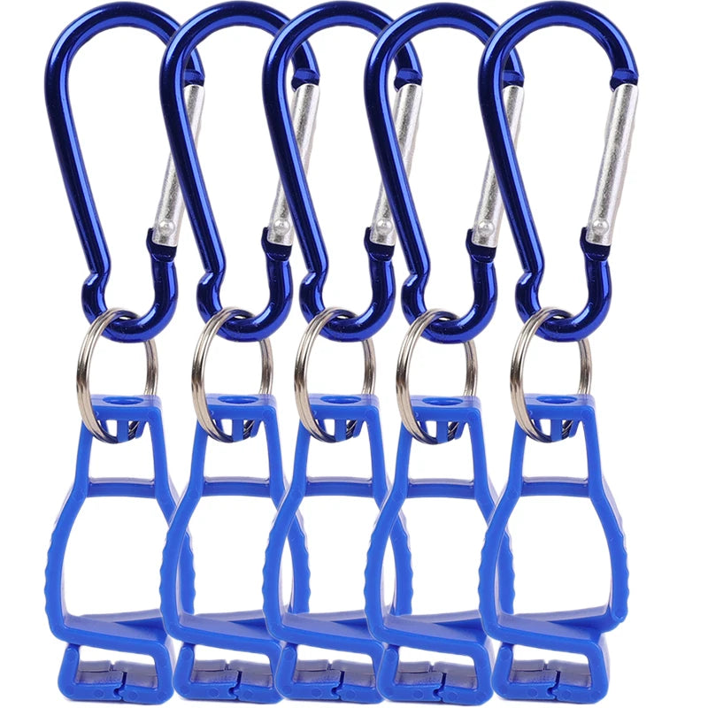 Glove Clip Hanger - Aluminium Alloy Safety Holder for Work Gloves Blue - 5pcs