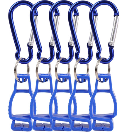 Glove Clip Hanger - Aluminium Alloy Safety Holder for Work Gloves Blue - 5pcs