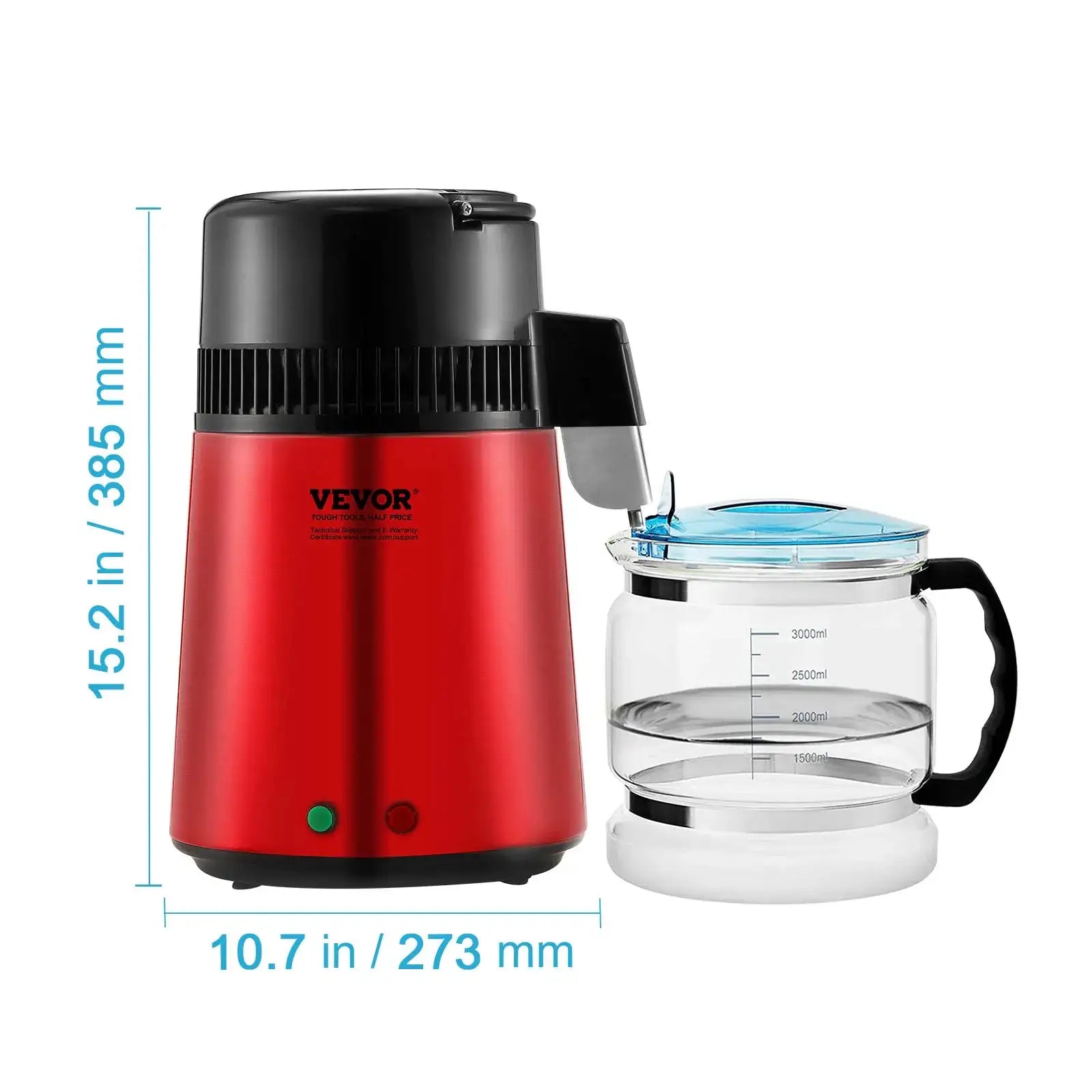 4L Distiller 750W Countertop Distilled Water Maker red / GERMANY