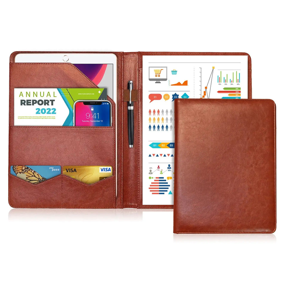 PU Leather A4 Multifunctional Conference Folder Pockets