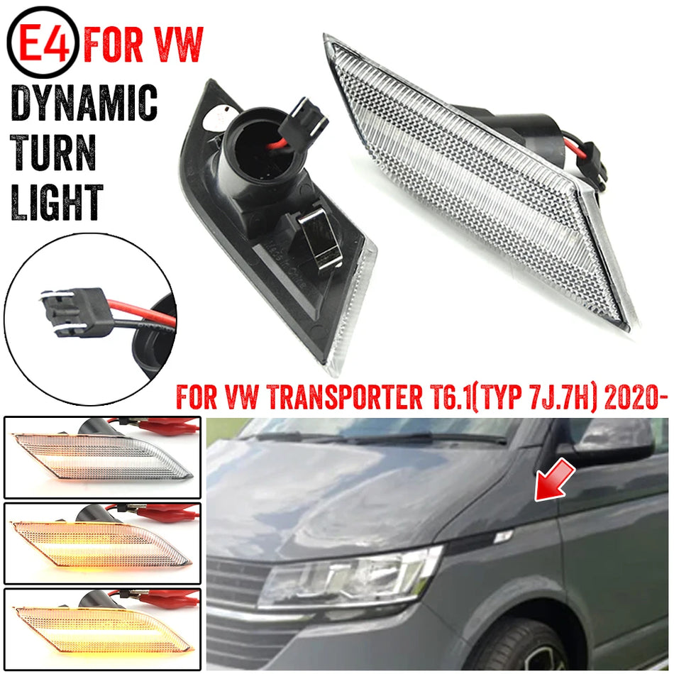 2X luces de señal de giro dinámicas LED ahumadas para VW Transporter T6.1 Typ 7J.7H