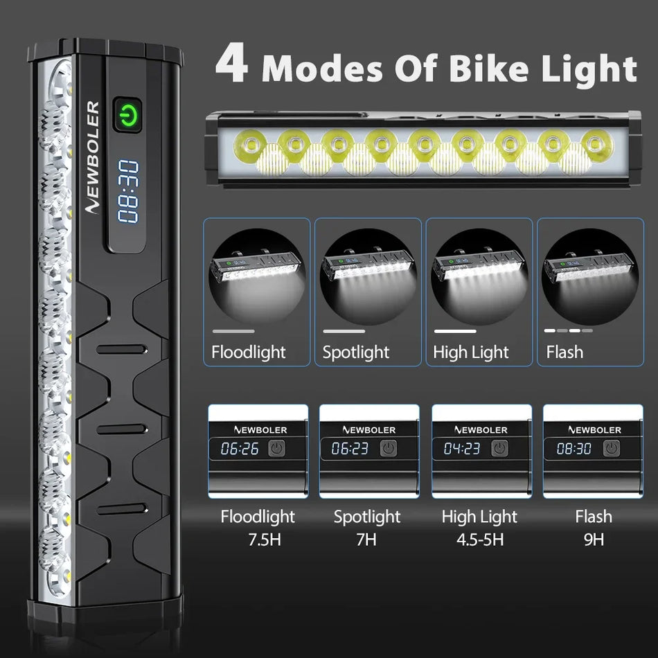 10000mAh LED Bicycle Headlight With Power Bank Aluminum Alloy MTB Front Light