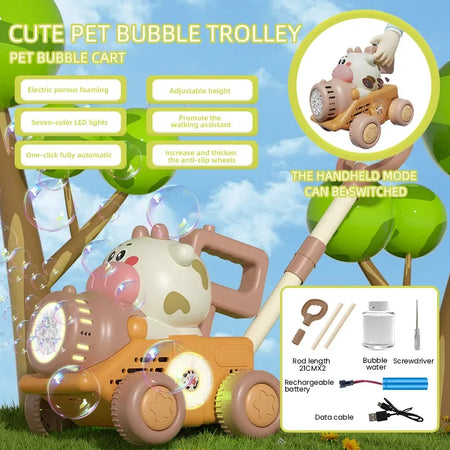 Trolley Bubble Machine Gun Cart &ndash; Outdoor Party Fun For Kids Cow