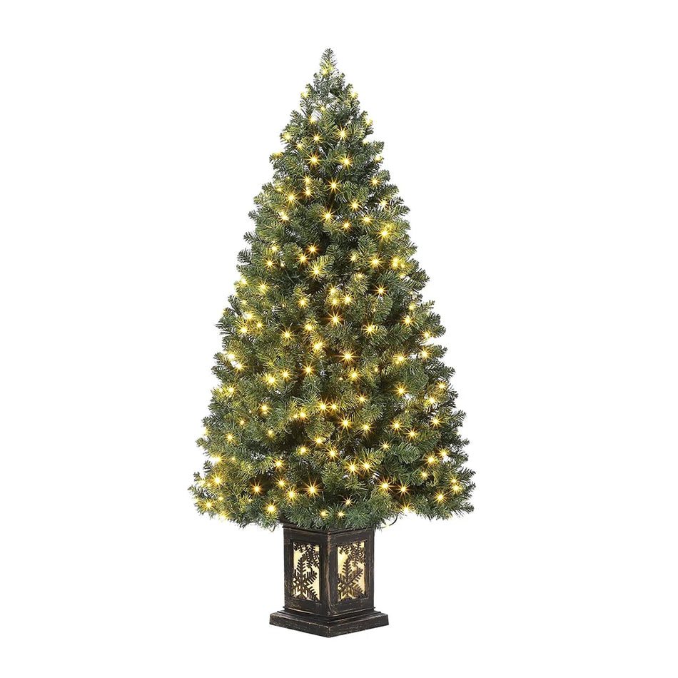 145cm Artificial Christmas Tree with 300 LED Lights, 8 Modes, Warm White, Backlit Pot Hallway Decor