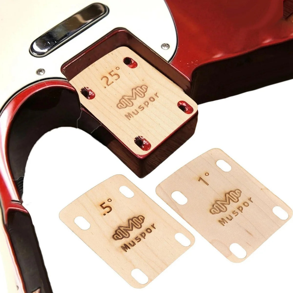 Miwayer Guitar Neck Shims Set &ndash; Solid Maple 0.25 0.5 1 Deg Default Title
