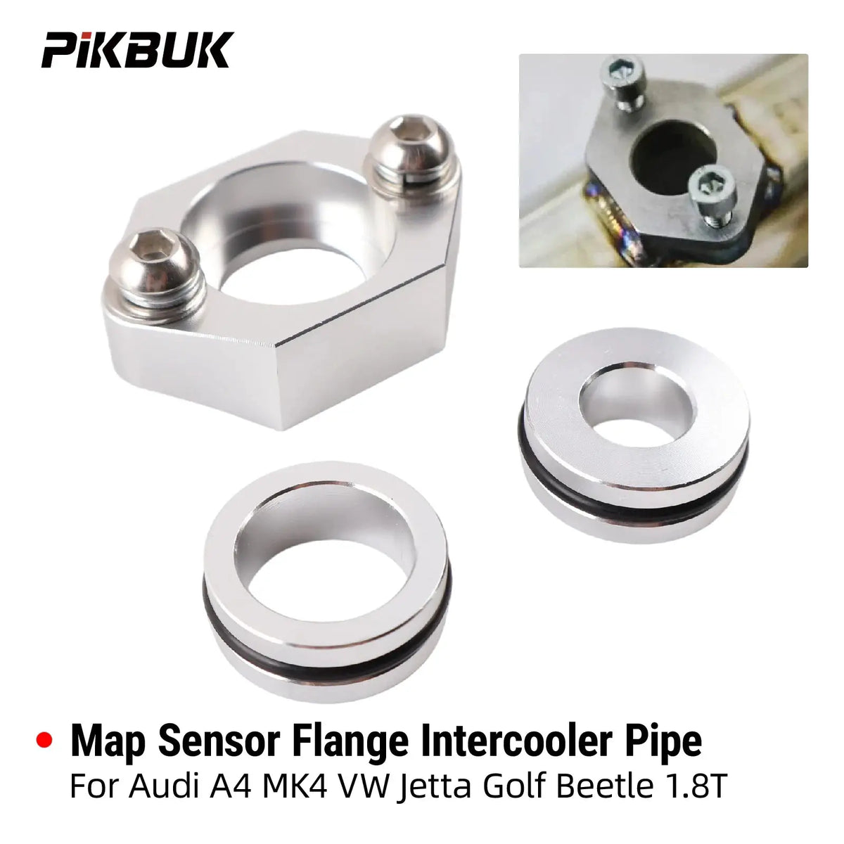 PIKBUK Aluminum Stainless Steel Map Sensor Flange Intercooler Pipe For Audi A4 MK4 VW Jetta Golf Beetle 1.8T by InterCyprus Trading Ltd